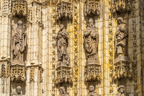 Detail door of the Assumption of the cathedral of Seville, in Spain.