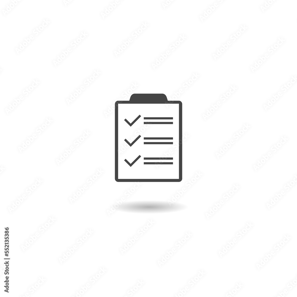 Clipboard with checklist icon with shadow Clipboard with checklist icon with shadow