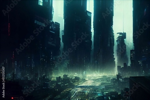 Dark sci-fi city