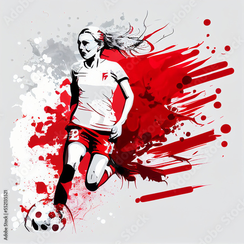 Poland woman soccer poster. Abstract Polish football background. Denmark national football player. Danish woman soccer team photo