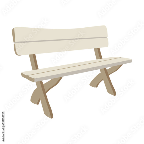 Wooden park bench illustration. Colorful garden or city bench for outdoor relaxation or public space isolated on white