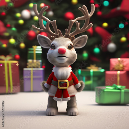 reindeer with christmas gift