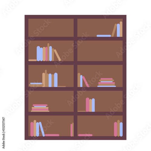 wooden old cabinet with books on the shelves, stacks of books, books on the shelves 