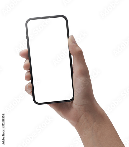 Mockup hand PNG  Studio shot of Smartphone with blank phone screen