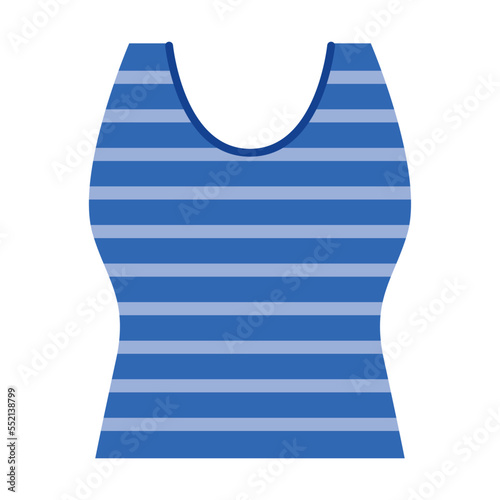 Striped women tank top. Clothes, accessories for man and woman. Vector illustration of garment from wardrobe isolated on white