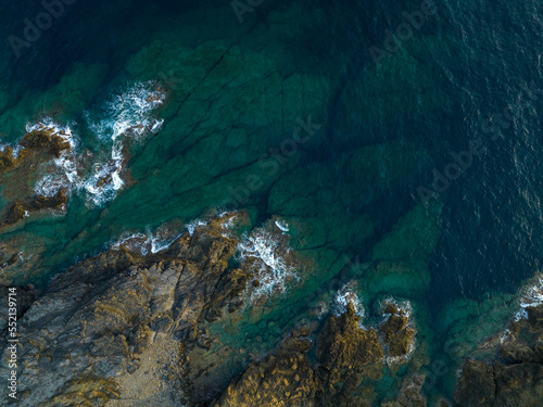 aerial views with 4k drone, centinal direction of rocks and sea.