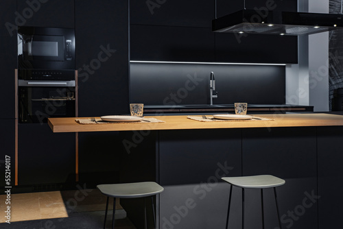 Minimalist modern kitchen design in black
