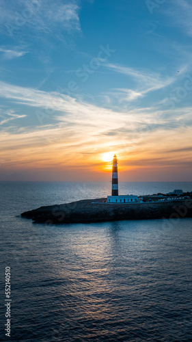 drone images of the best lighthouses of menorca, on the european coast