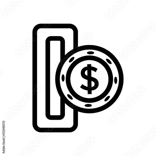 Money. Line Icon Vector. Payment system. Coins and Dollar cent Sign isolated on white background. Flat design style. Business concept.