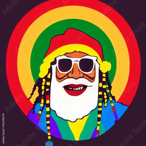 Happy hippie Santa colorful set