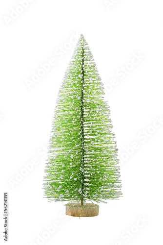Obraz na płótnie Small red artificial Christmas fir isolated with transparency. Sparse composition with copy space w salonie