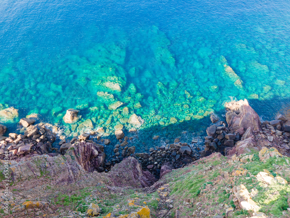Obraz premium aerial views with 4k drone, centinal direction of rocks and sea.