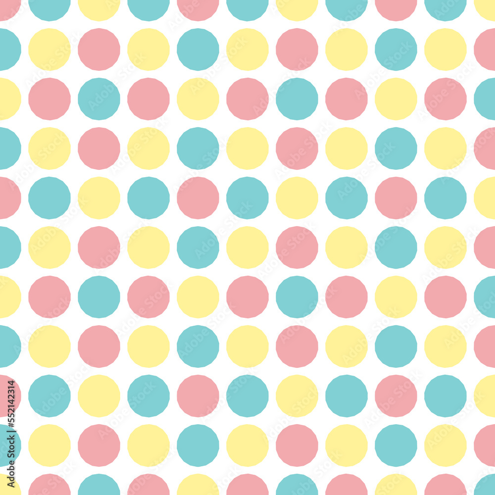 Seamless pattern Vector of lovely cute colorful geometric star or flower pattern color blue yellow pink pastel color. White background design mimimal for party fabric cloth pattern or wallpaper.