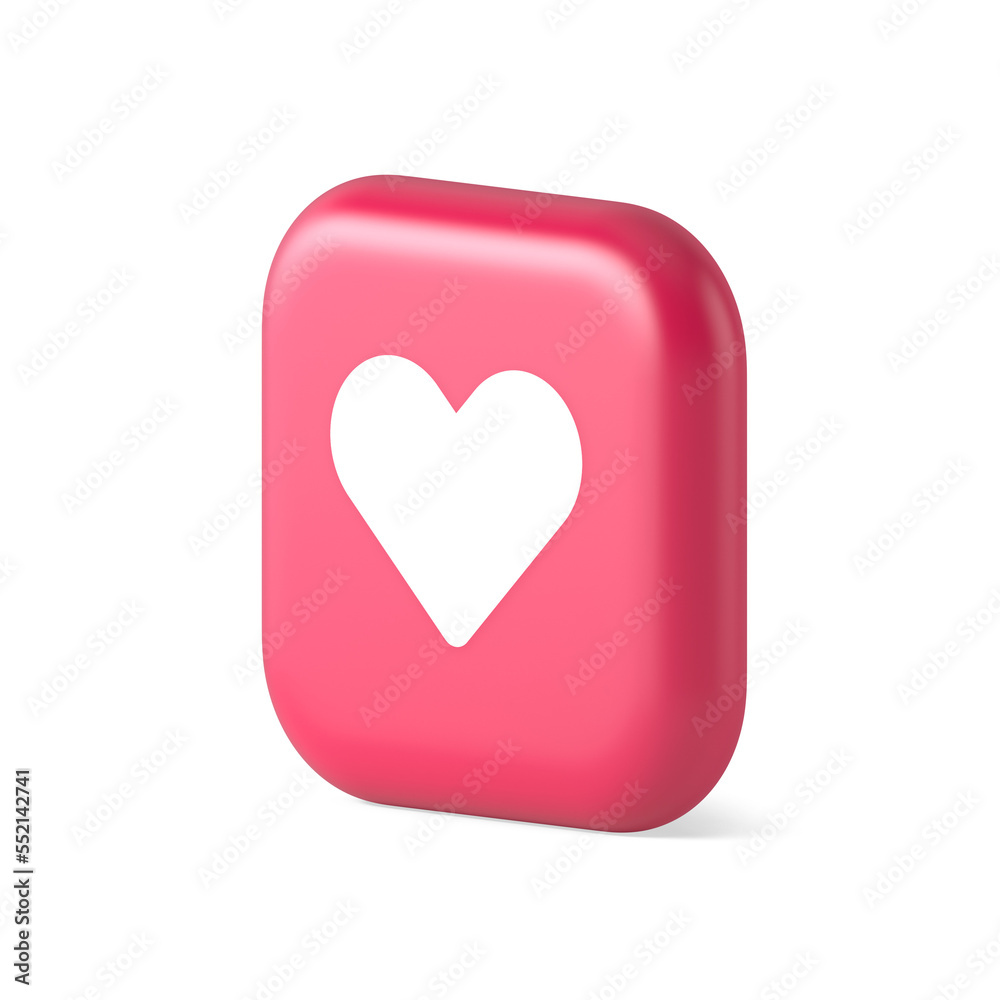 Dating application mobile interface button with heart social network communication 3d isometric icon Dating application mobile interface button with heart social network communication 3d isometric icon