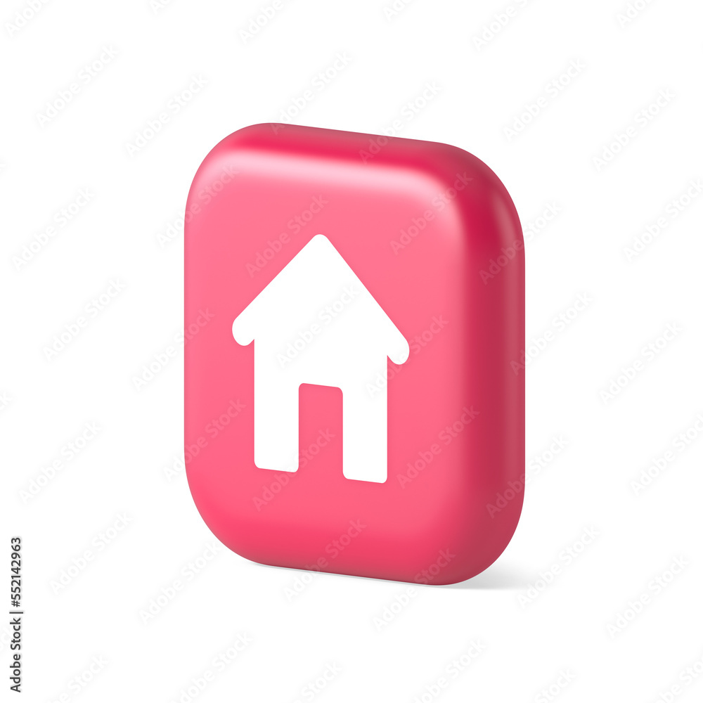 Home page button house web symbol cyberspace application interface 3d realistic isometric icon Home page button house web symbol cyberspace application interface 3d realistic isometric icon