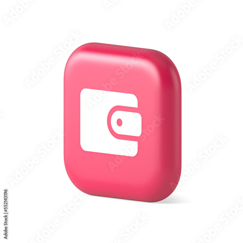 Wallet banking cash money button budget accounting financial business shopping 3d isometric icon