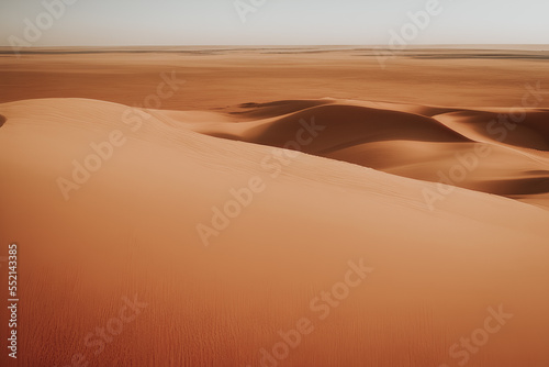Landscape of sand dunes in the desert created by Generative AI