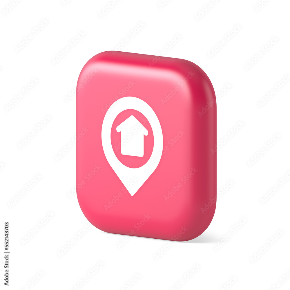 Urban building location find button house map pin web application 3d realistic isometric icon Urban building location find button house map pin web application 3d realistic isometric icon