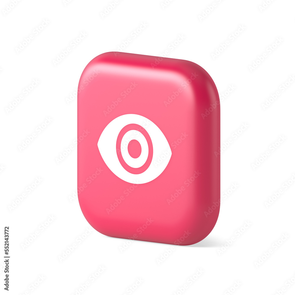 Eye button visibility searching optical lens web application 3d realistic isometric icon Eye button visibility searching optical lens web application 3d realistic isometric icon