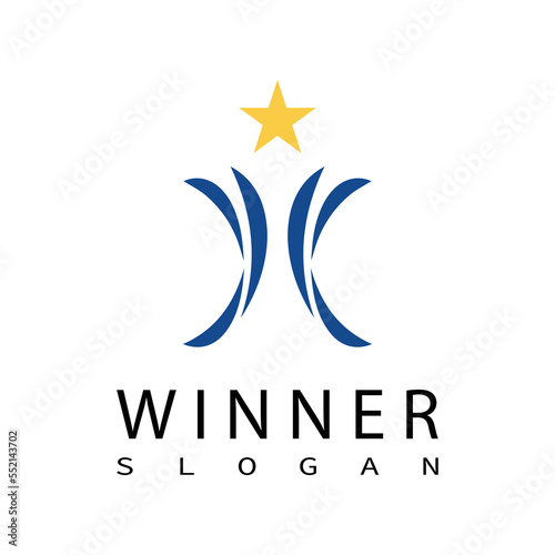 Winner Trophy Logo Template, Leadership And Competition Award Icon