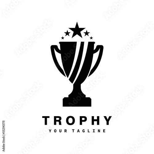 Trophy vector logo icon.champions trophy logo icon for winner award logo template photo