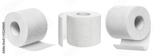 Set of toilet paper rolls, isolated on white background