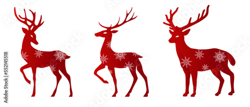  Santa's festive deer, moose. Decorated with snowflakes. Festive decor