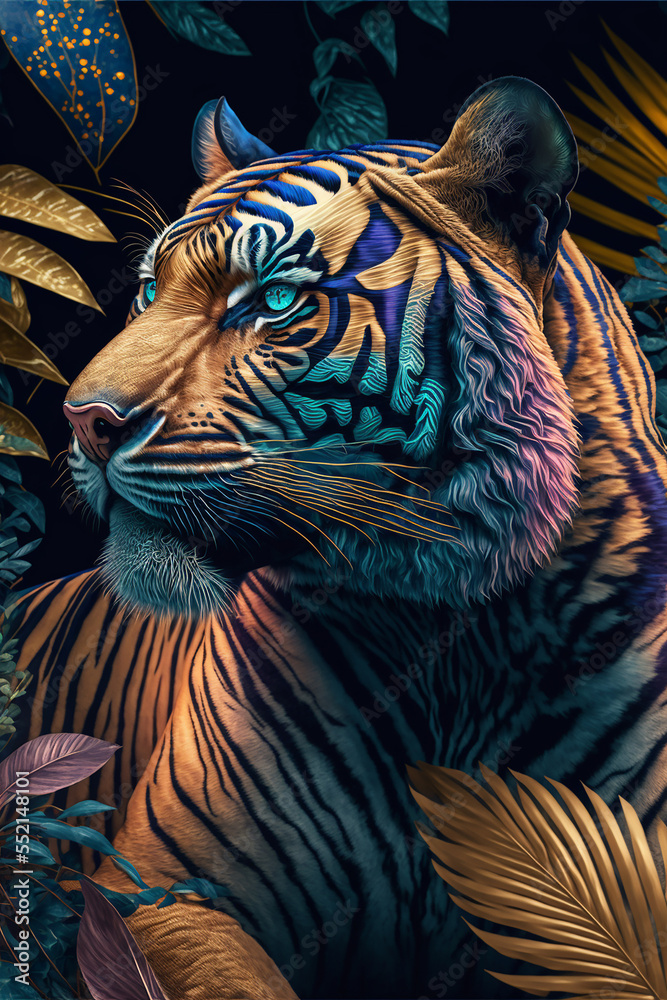 custom made wallpaper toronto digitalTiger in jungle. Generative Ai