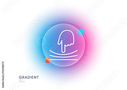 Elastic line icon. Gradient blur button with glassmorphism. Resilience material sign. Transparent glass design. Elastic line icon. Vector