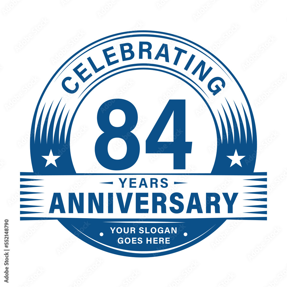 Fototapeta premium 84 years anniversary celebration design template. 84th logo. Vector and illustrations.