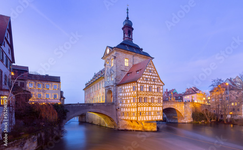 Bamberg. The building of the old town hall on the bridge.