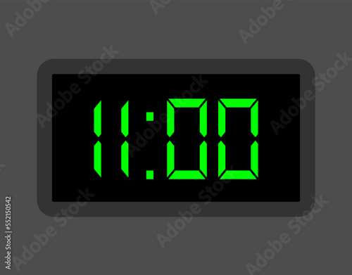 11 hours digital clock. Alarm clock design for schedule. Timer icon with digital numbers for appointments and business