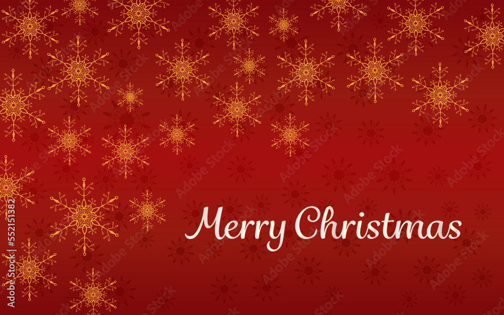 elegant festive card and background with the word Merry Christmas written. textured red background and golden shining snowflakes for season celebration elegant festive card and background with the word Merry Christmas written. textured red background and golden shining snowflakes for season celebration