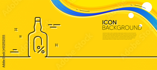Alcohol free line icon. Abstract yellow background. Whiskey bottle sign. Bar drink symbol. Minimal alcohol free line icon. Wave banner concept. Vector