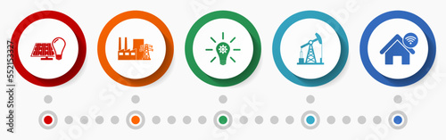 Renewable energy vector icon set, flat design web buttons, industry concept infographic template