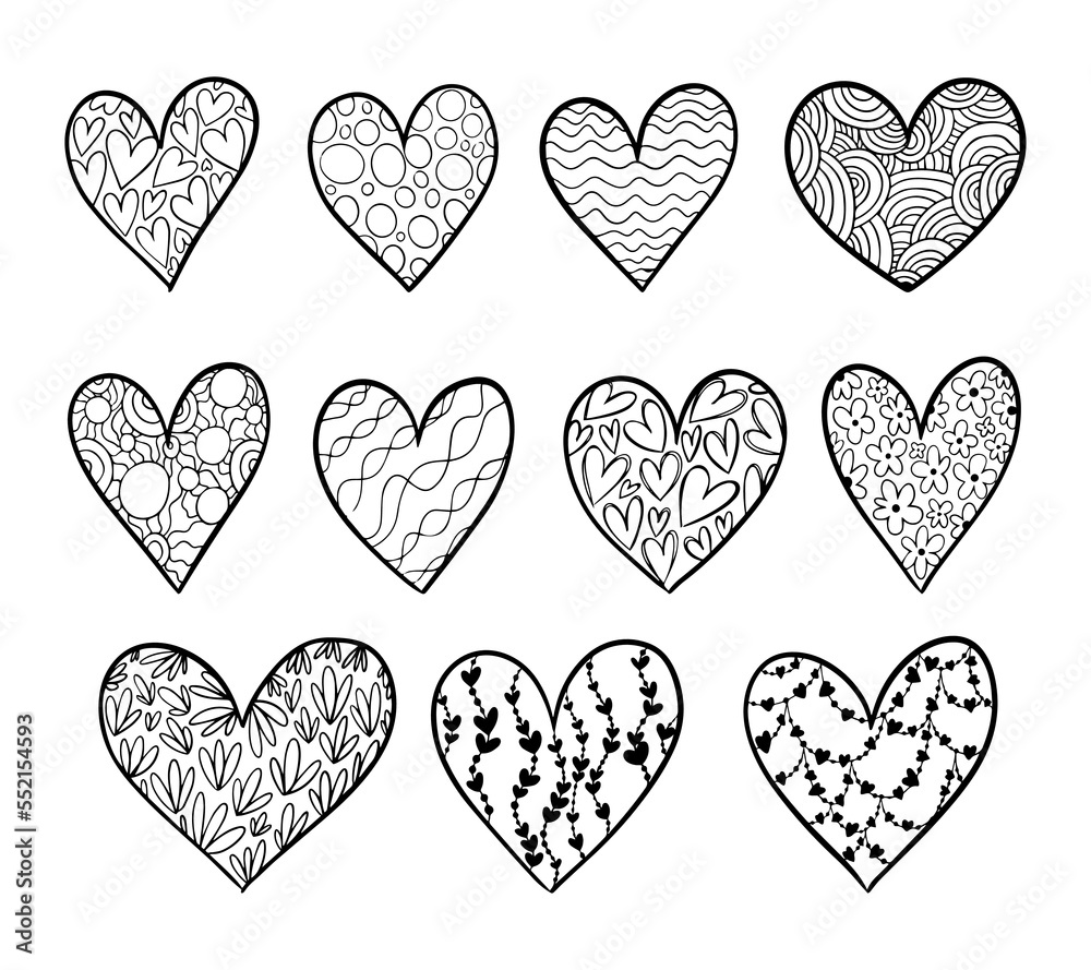 Valentines day doodle hearts