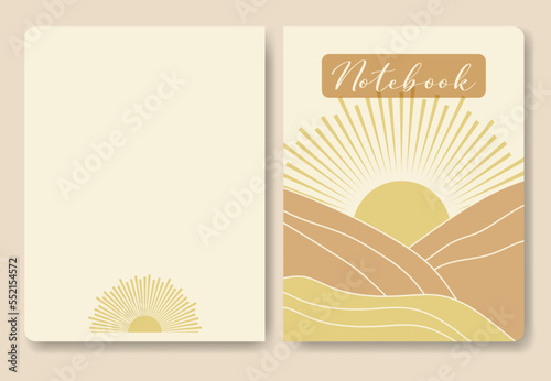 Minimalist sunny valley template for notebook cover.