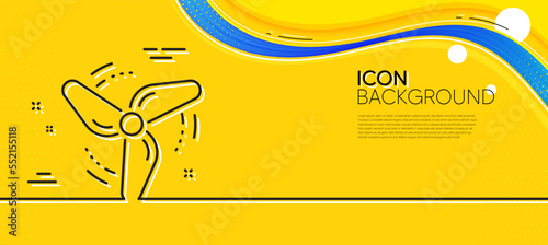 Wind energy line icon. Abstract yellow background. Fan engine, jet turbine sign. Ventilator symbol. Minimal wind energy line icon. Wave banner concept. Vector