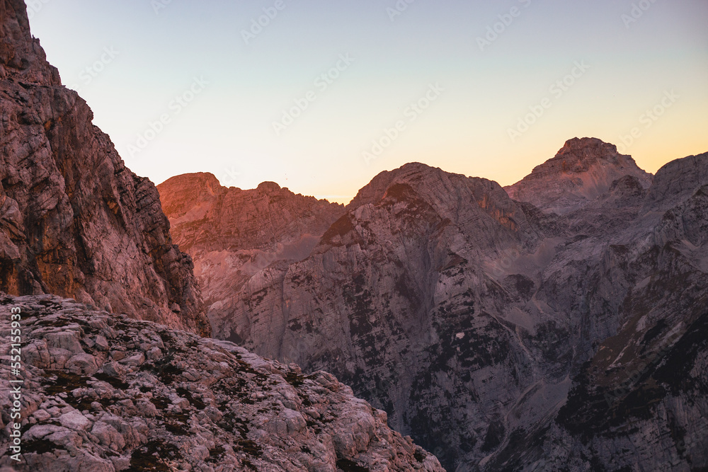 Sunset from Triglav in the Alps Mountains, Slovenia.
