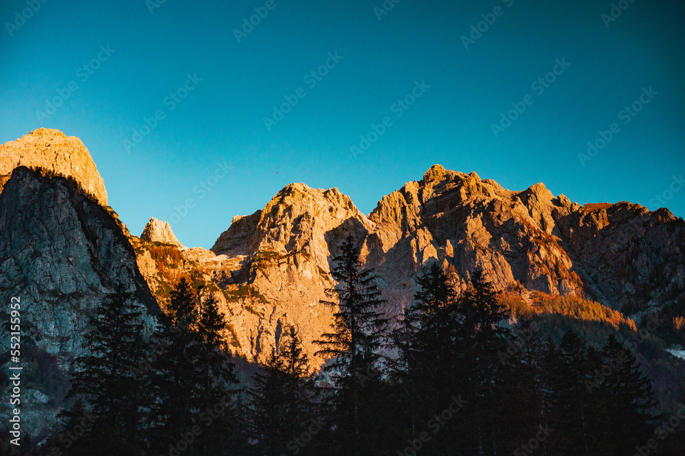 Sunrise from Triglav in the Alps Mountains, Slovenia.