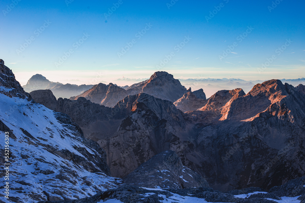 View from Triglav in Alps Mountains, Slovenia.