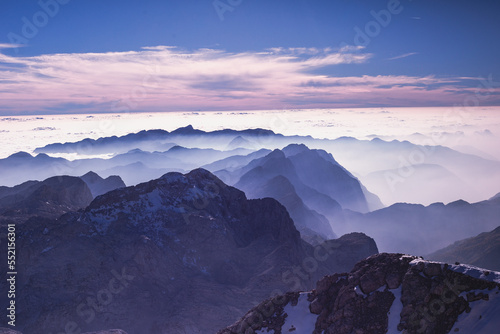 View from Triglav in the Alps Mountains, Slovenia.