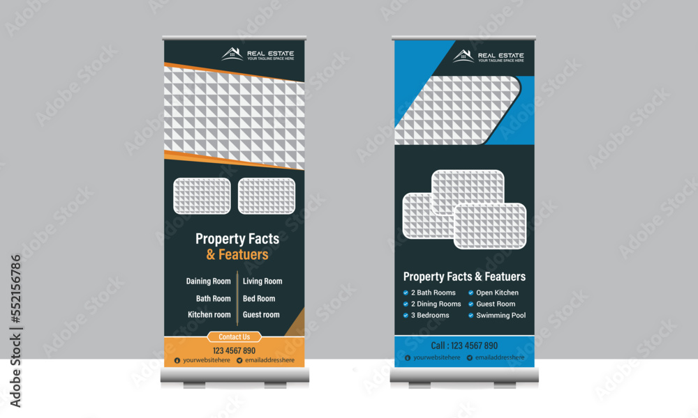 Fototapeta premium Real-estate-business-roll-up-banner-design-vector-file with logo