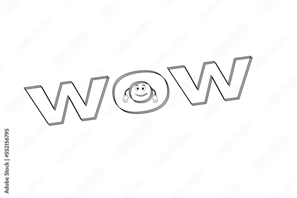 WOW expression with a happy cartoon face WOW expression with a happy cartoon face