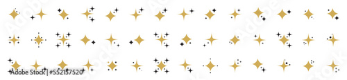 Collection of different gold sparkles icons.
