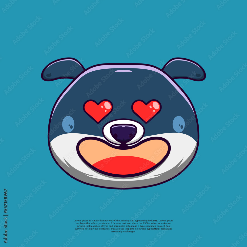 smile in love eye dog head emoticon emoji face design flat art illustration smile in love eye dog head emoticon emoji face design flat art illustration