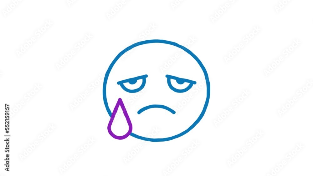 Emoticon sad to tears. Animated doodle emoticon. Alpha channel Emoticon sad to tears. Animated doodle emoticon. Alpha channel
