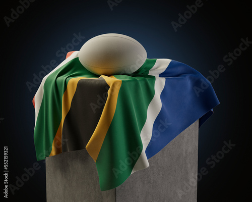 Foto Rugby Ball And South Africa Flag