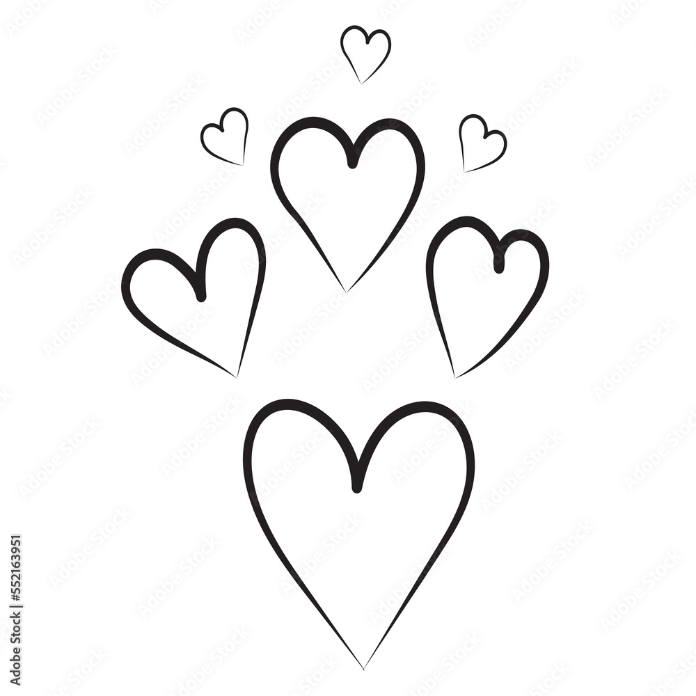 heart doodle sketch ,outline isolated vector