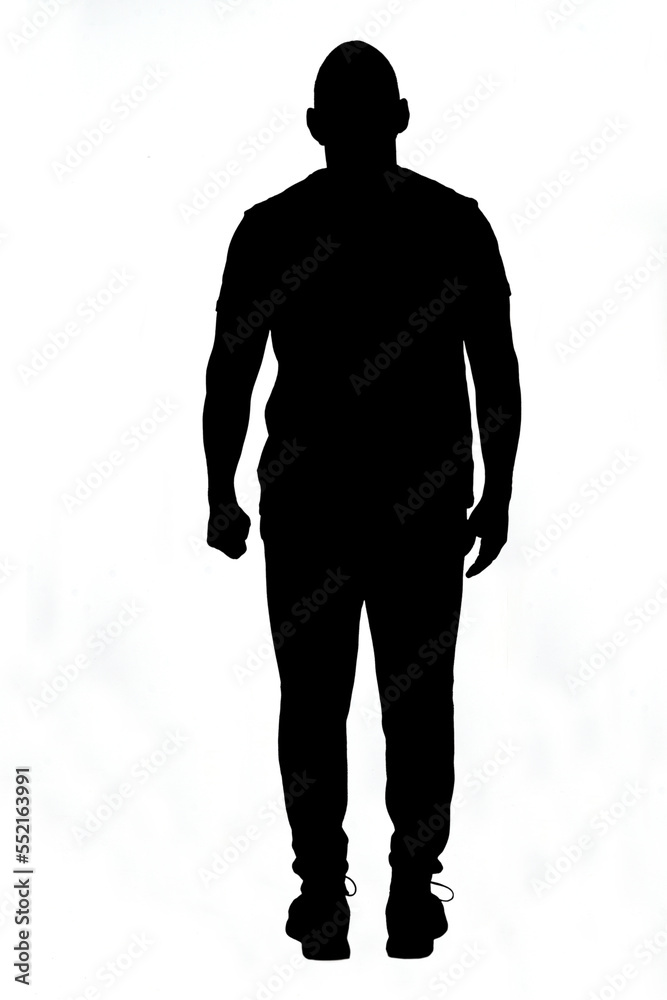 rear view of a man with sportswear on white background